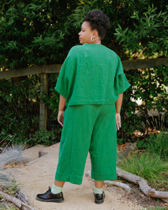 Mid Easy Pant in Kelly Green Linen