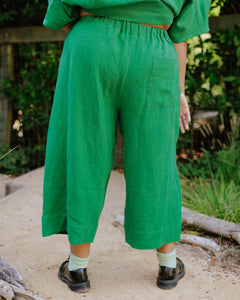 Mid Easy Pant in Kelly Green Linen