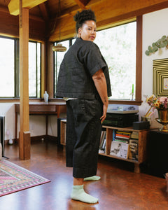 Mid Easy Pant in Black Denim