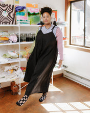 Wide Leg Overalls in Black Linen