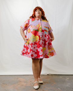 Collared Swing Dress in Tutti Frutti Linen